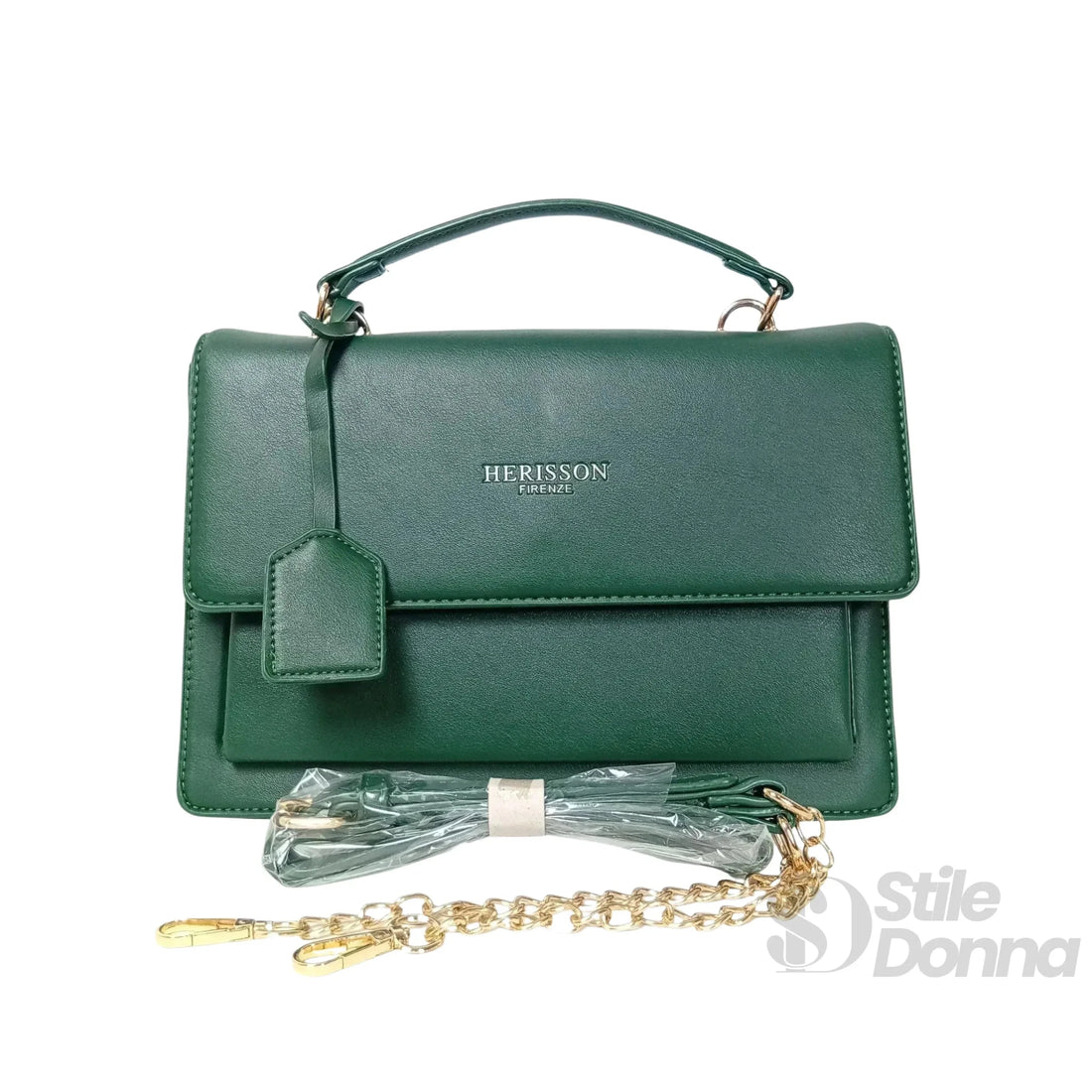 Herisson Firenze Borsa in Ecopelle Sintetica con Dettagli Finitura Color Oro