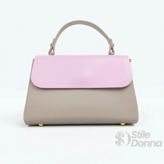 Herisson Firenze mini borsa ecopelle cachi e rosa – vista posteriore