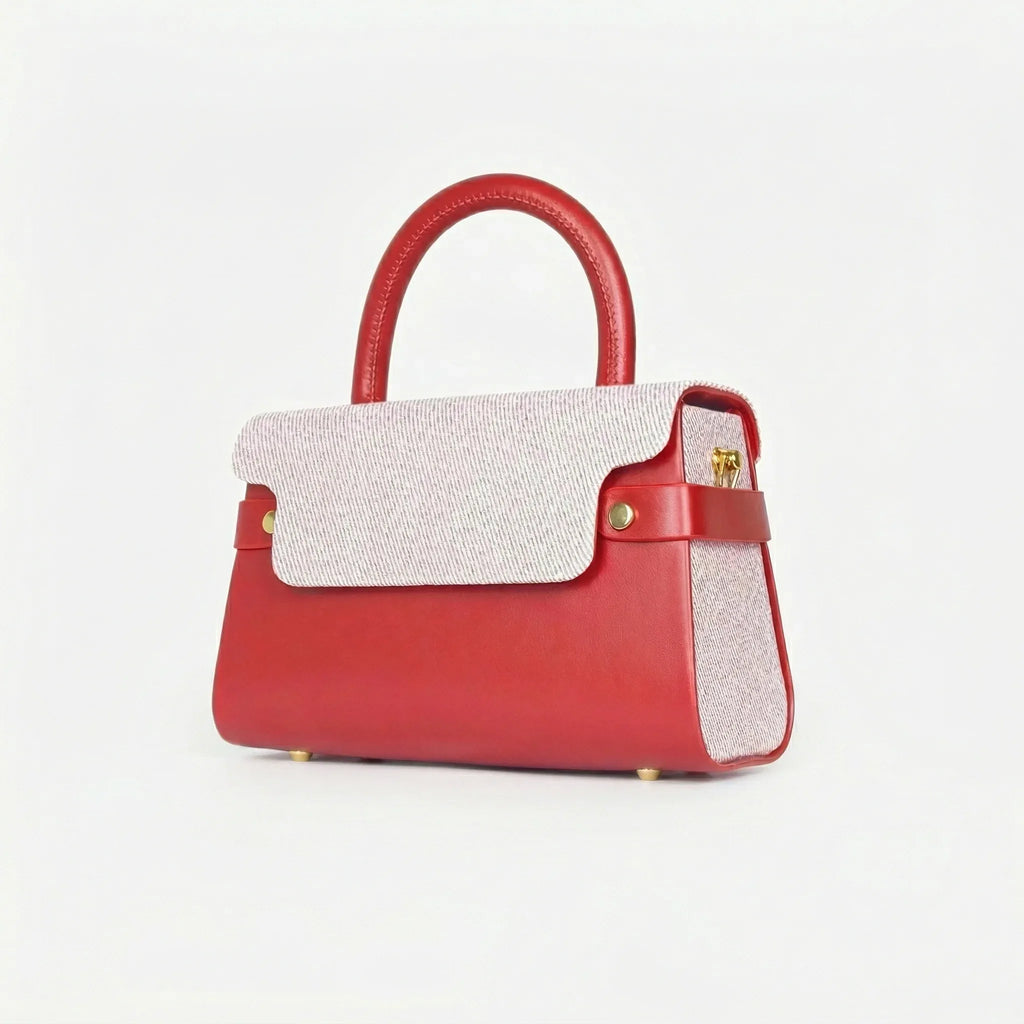 Herisson Firenze mini borsa top-handle ecopelle rossa bicolore – interno e tasche