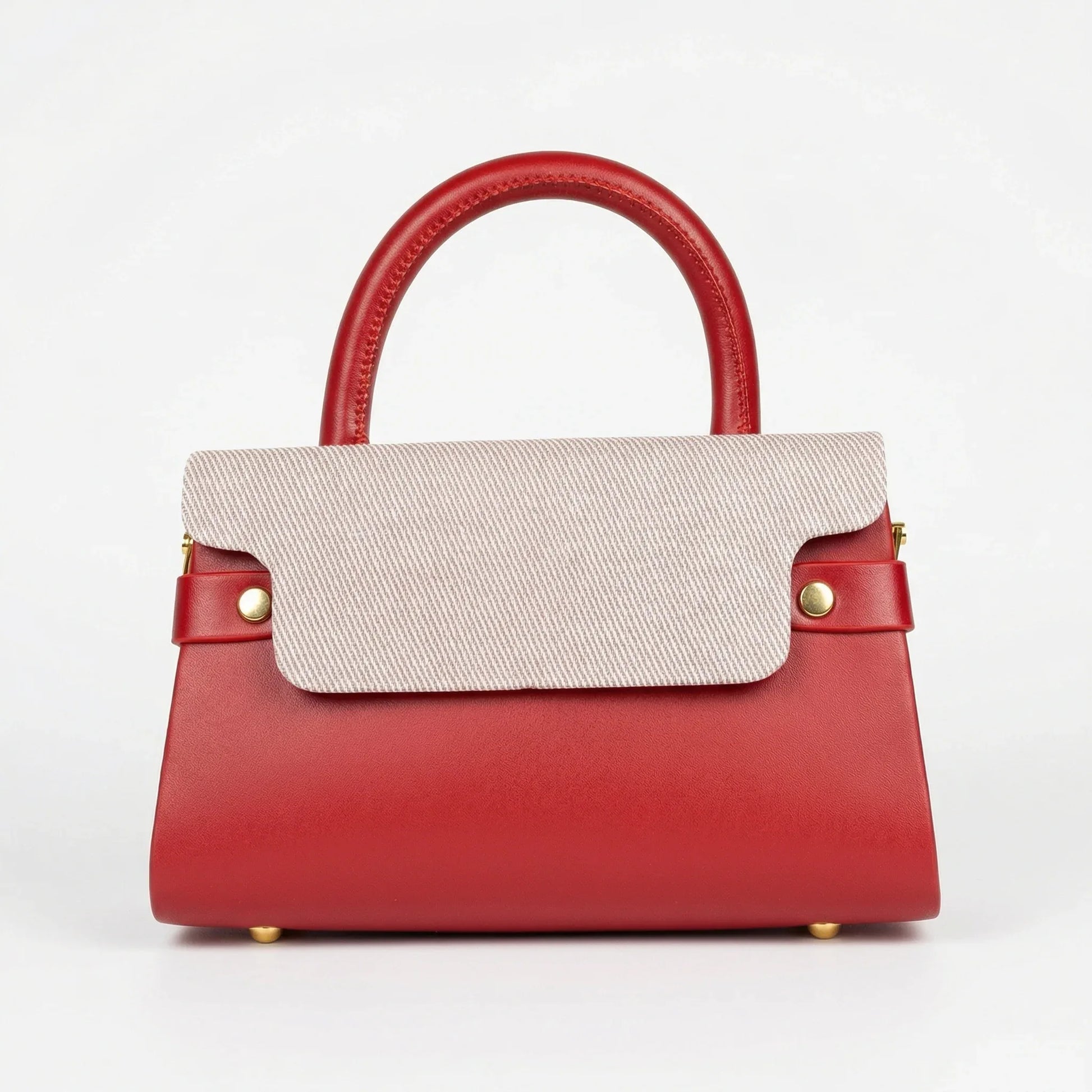Herisson Firenze mini borsa top-handle ecopelle rossa bicolore con tracolla – vista laterale