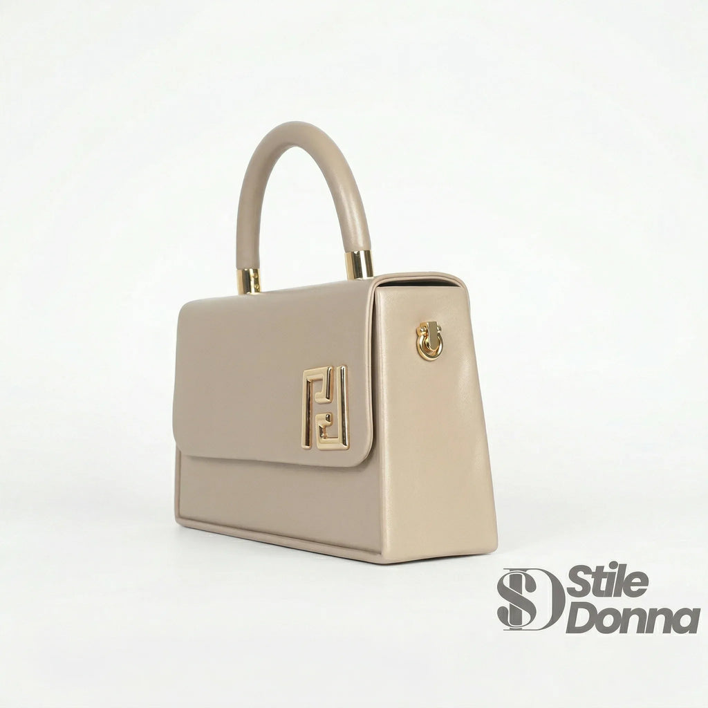 Herisson Firenze mini satchel ecopelle beige top handle – dettaglio manico