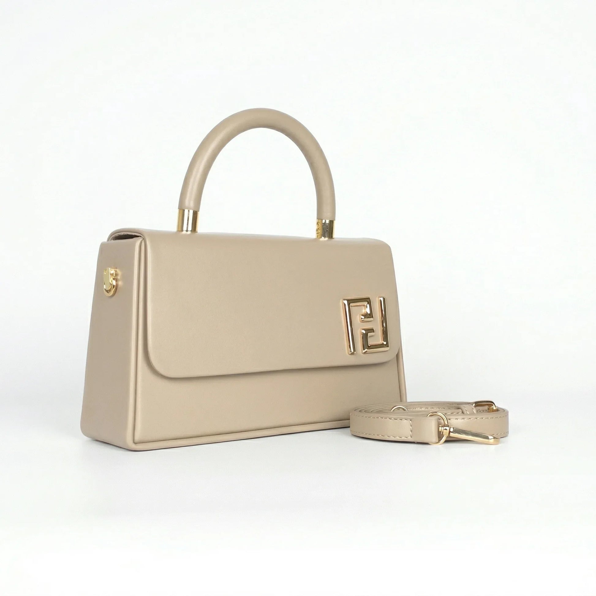 Herisson Firenze mini satchel ecopelle beige top handle – vista laterale