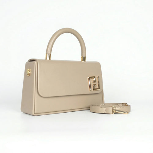 Herisson Firenze mini satchel ecopelle beige top handle – vista laterale