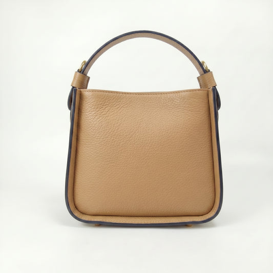 Holo borsa a mano vera pelle beige made in Italy – dettaglio esterno