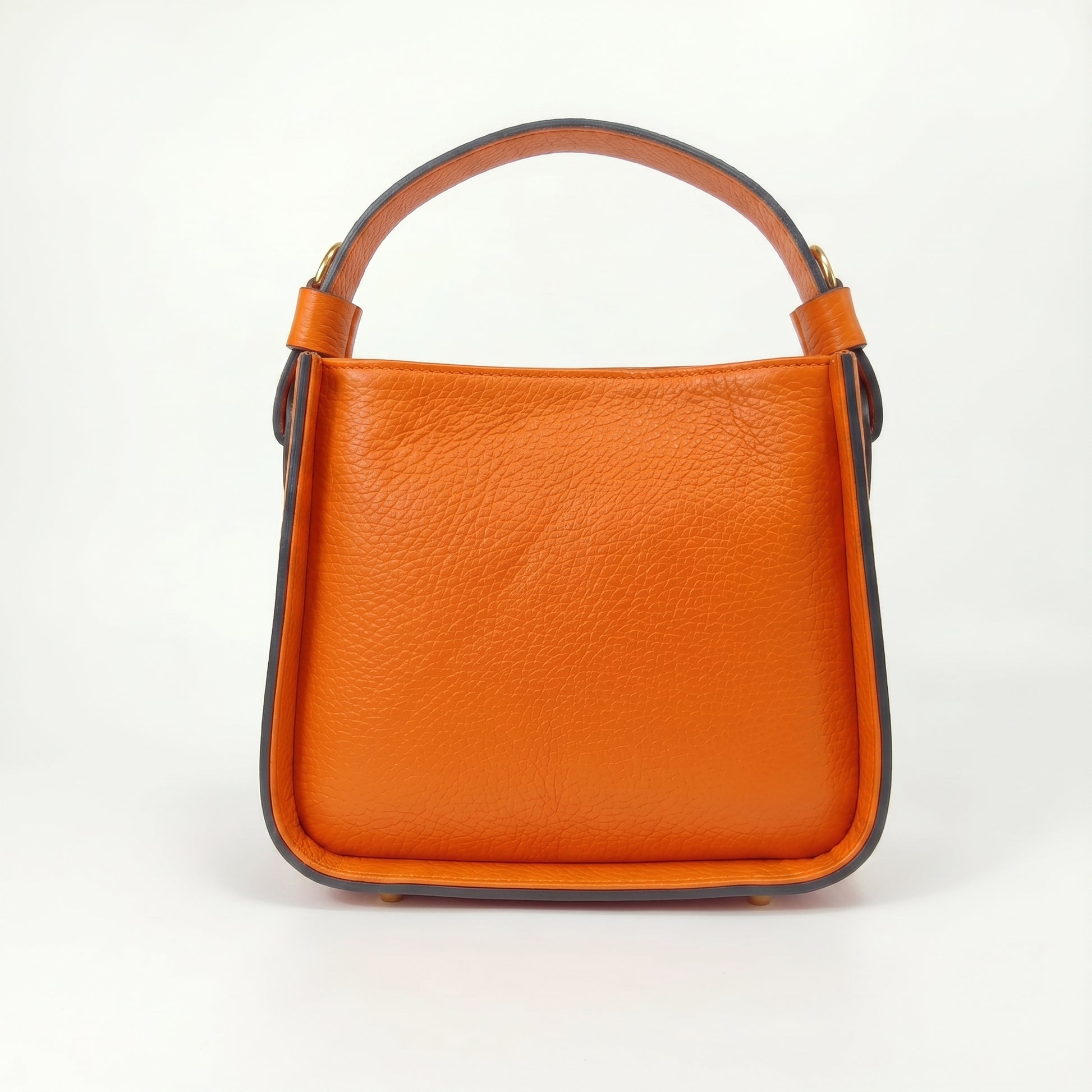 Holo borsa a mano vera pelle arancione made in Italy donna – vista frontale