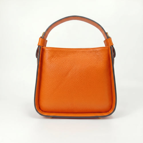 Holo borsa a mano vera pelle arancione made in Italy donna – vista frontale