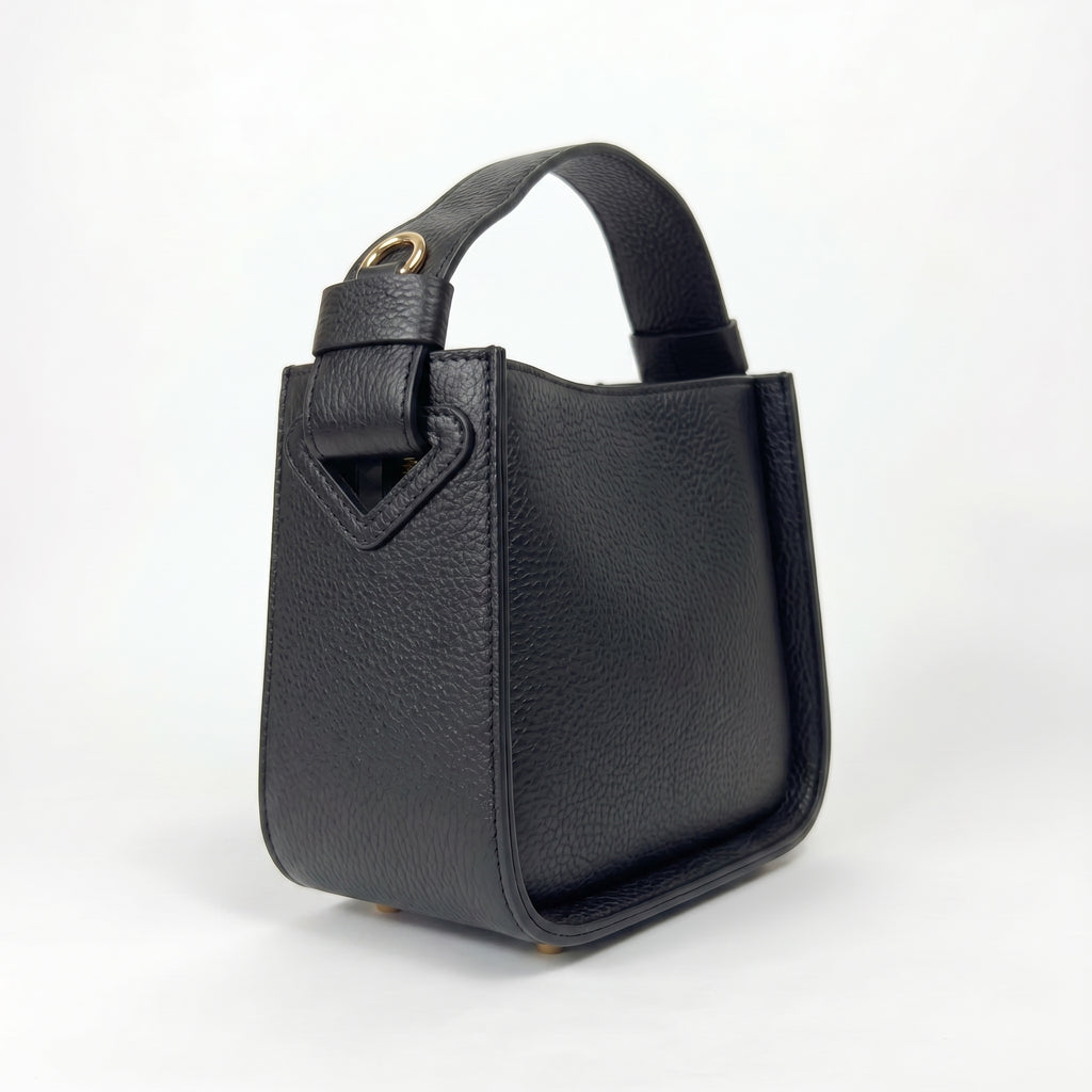 Holo borsa a mano vera pelle nera – dettaglio manico