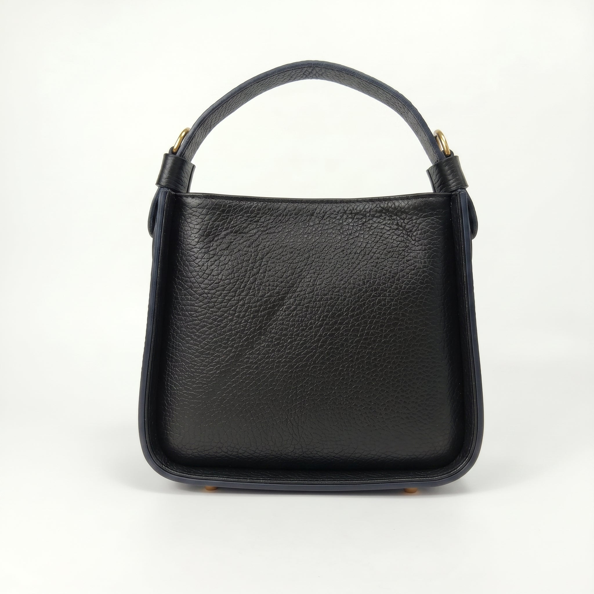 Holo borsa a mano vera pelle nera made in Italy – vista posteriore