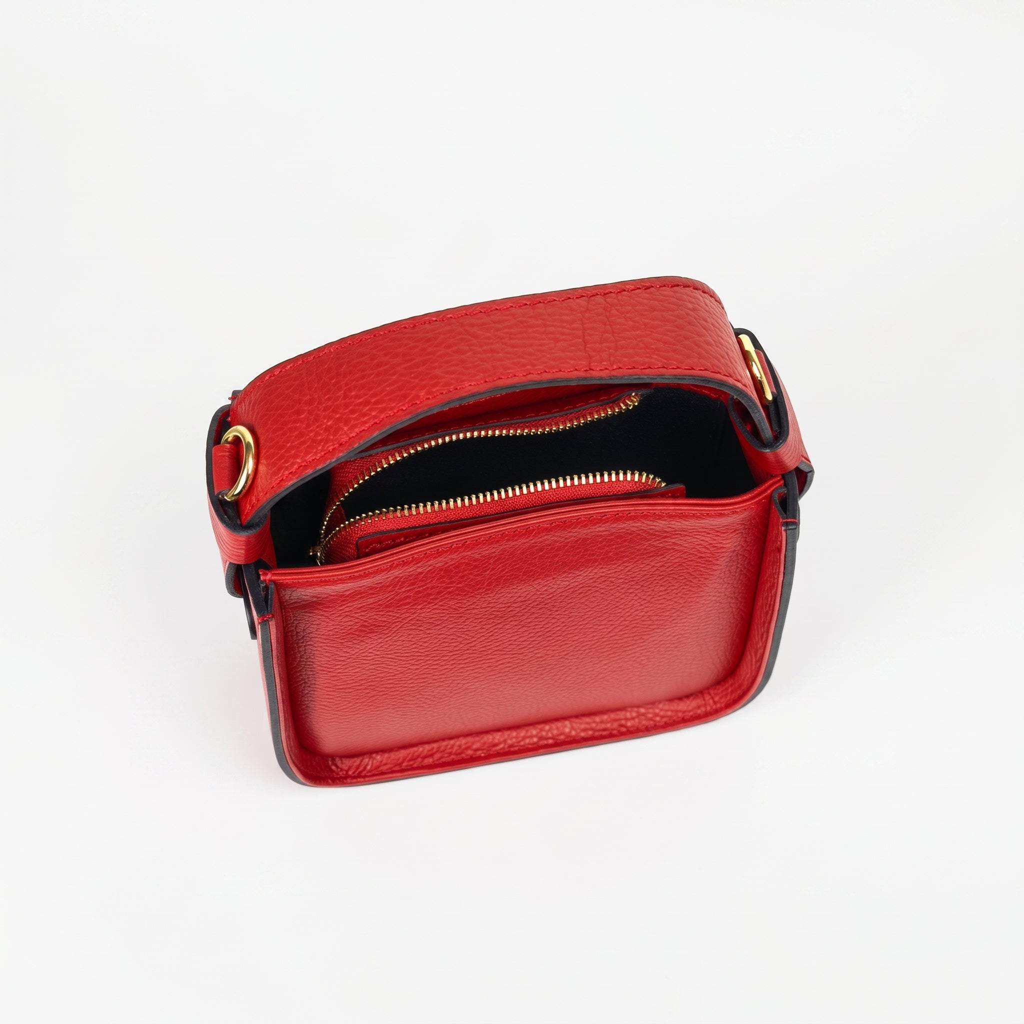 Holo borsa a mano vera pelle nera made in Italy – vista dall'alto