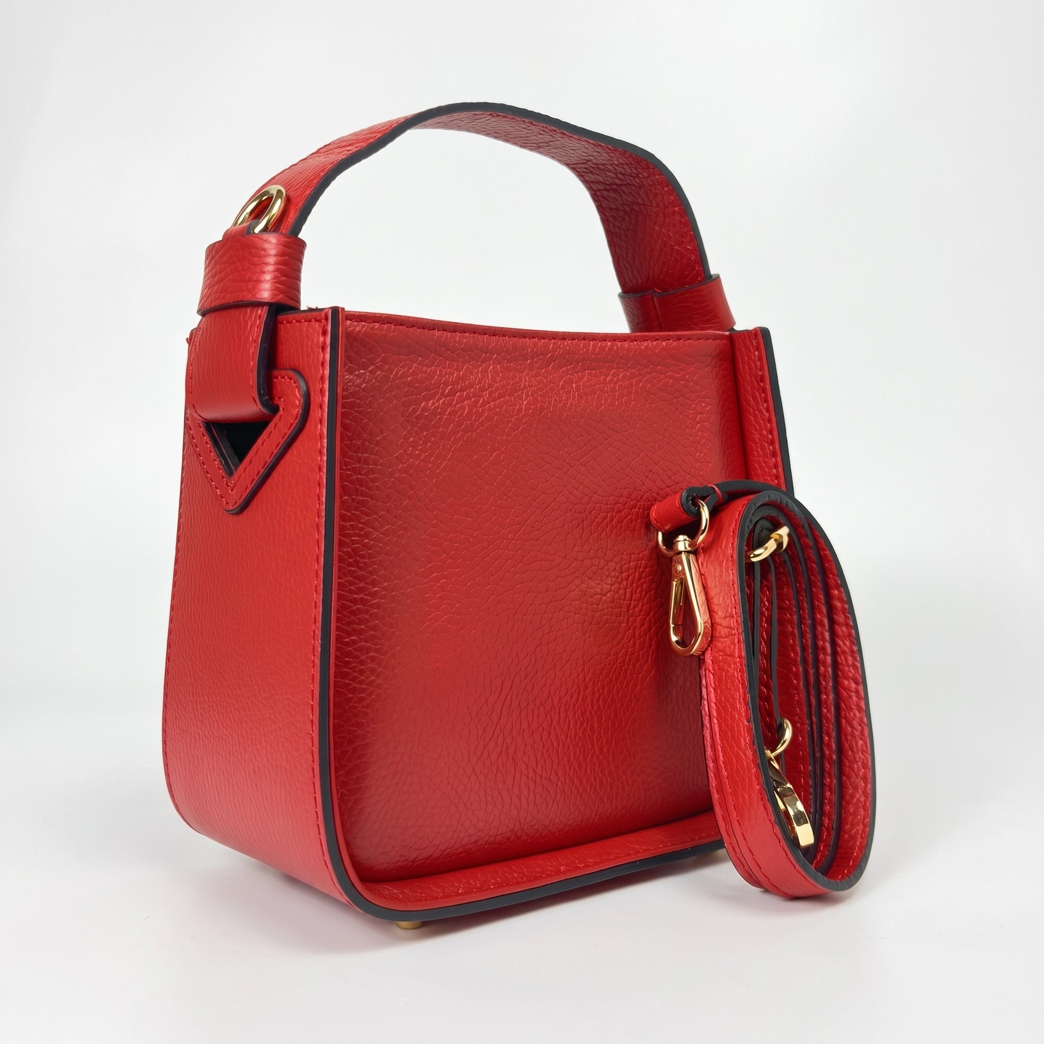 Holo borsa a mano vera pelle nera – con accessori