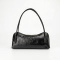 Lucy borsa a tracolla vera pelle premium nera made in Italy donna – vista frontale