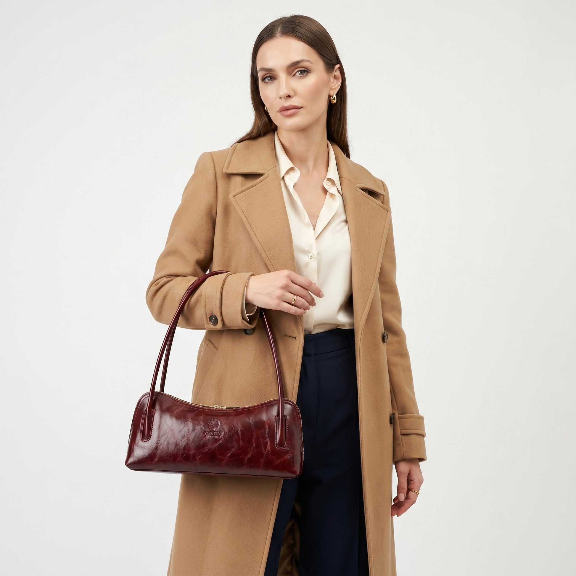Lucy borsa a tracolla vera pelle premium verde made in Italy – vista dall'alto