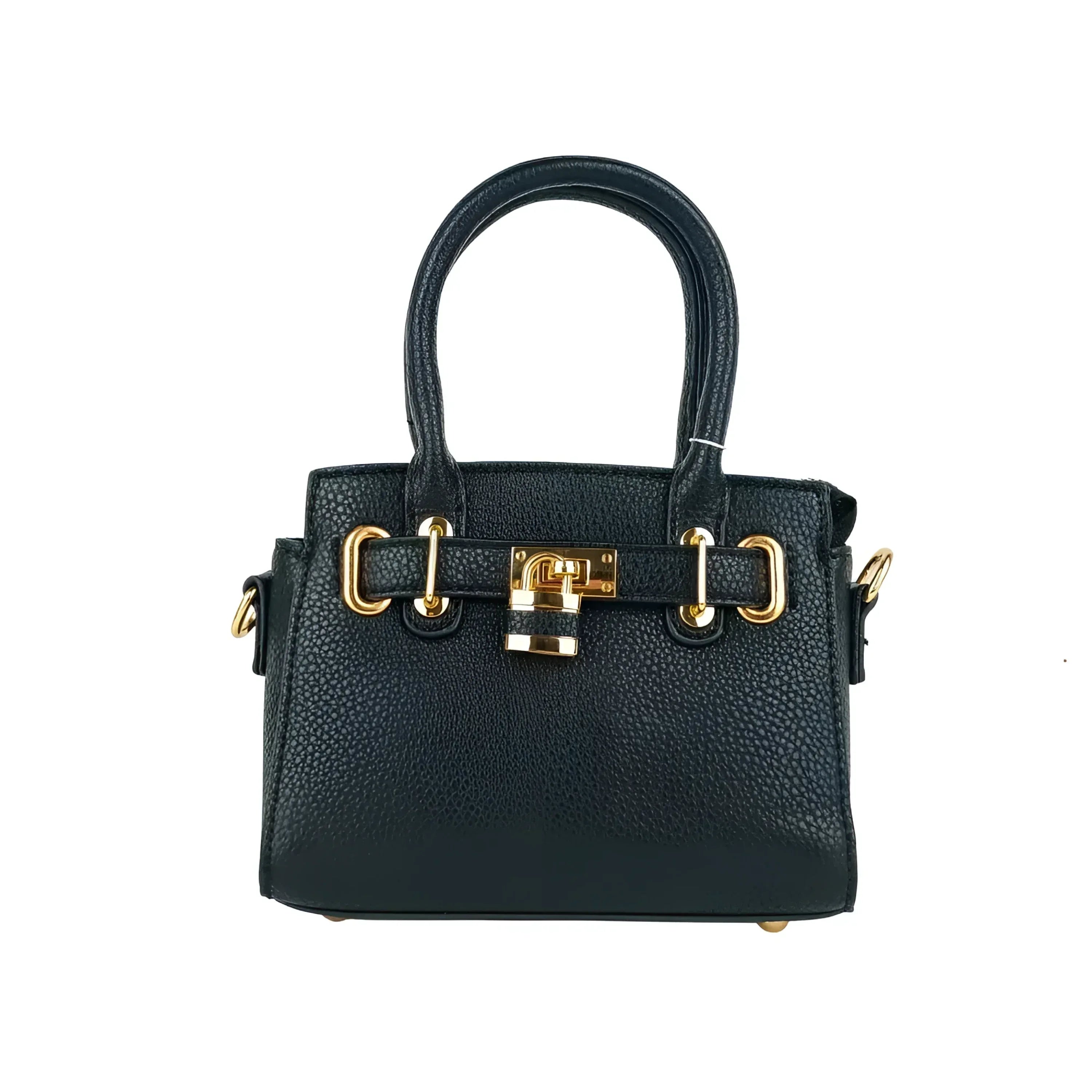 Stile Donna mini bag ecopelle argento con tracolla removibile finiture oro – vista laterale