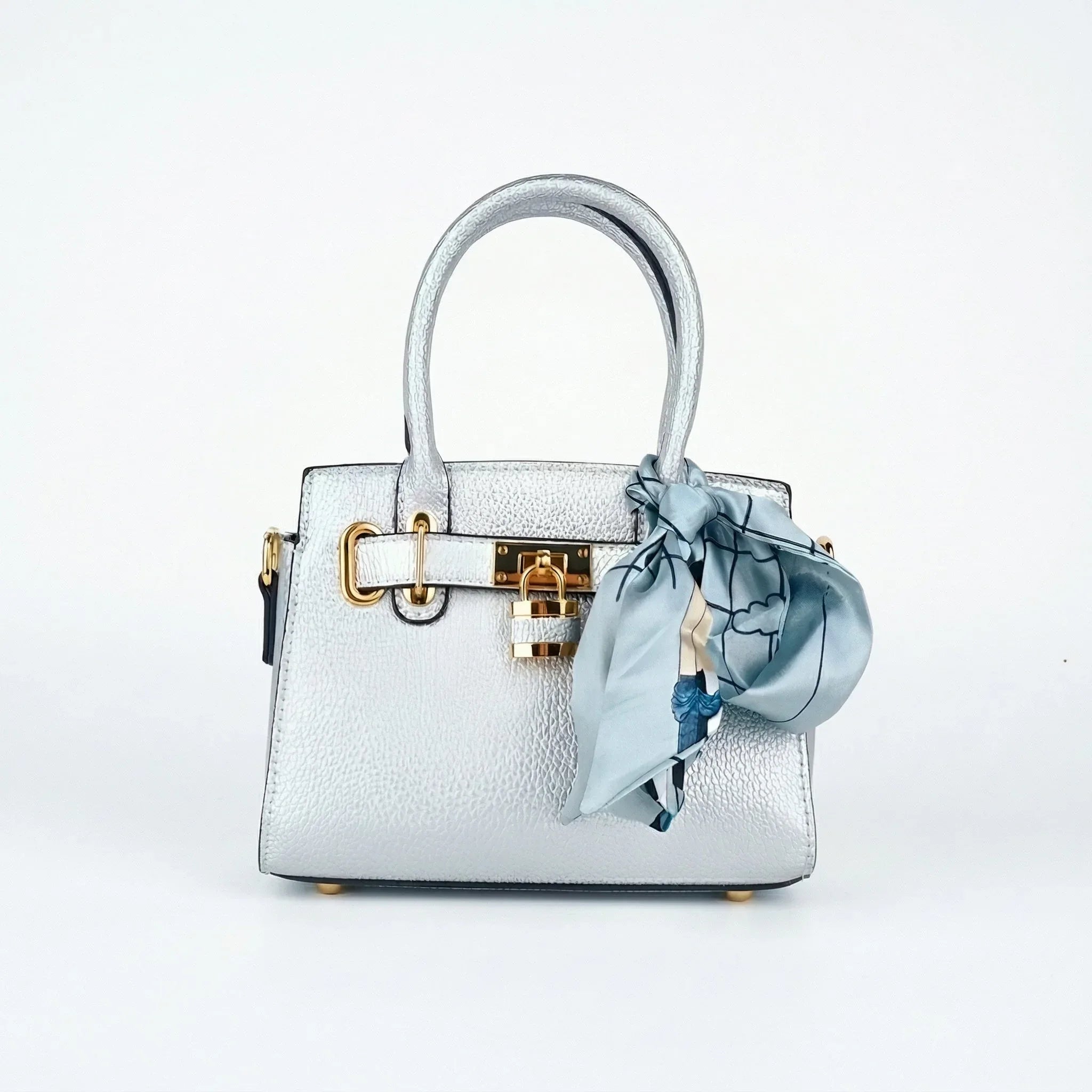 Stile Donna mini bag ecopelle nera con tracolla removibile e finiture oro donna – vista frontale