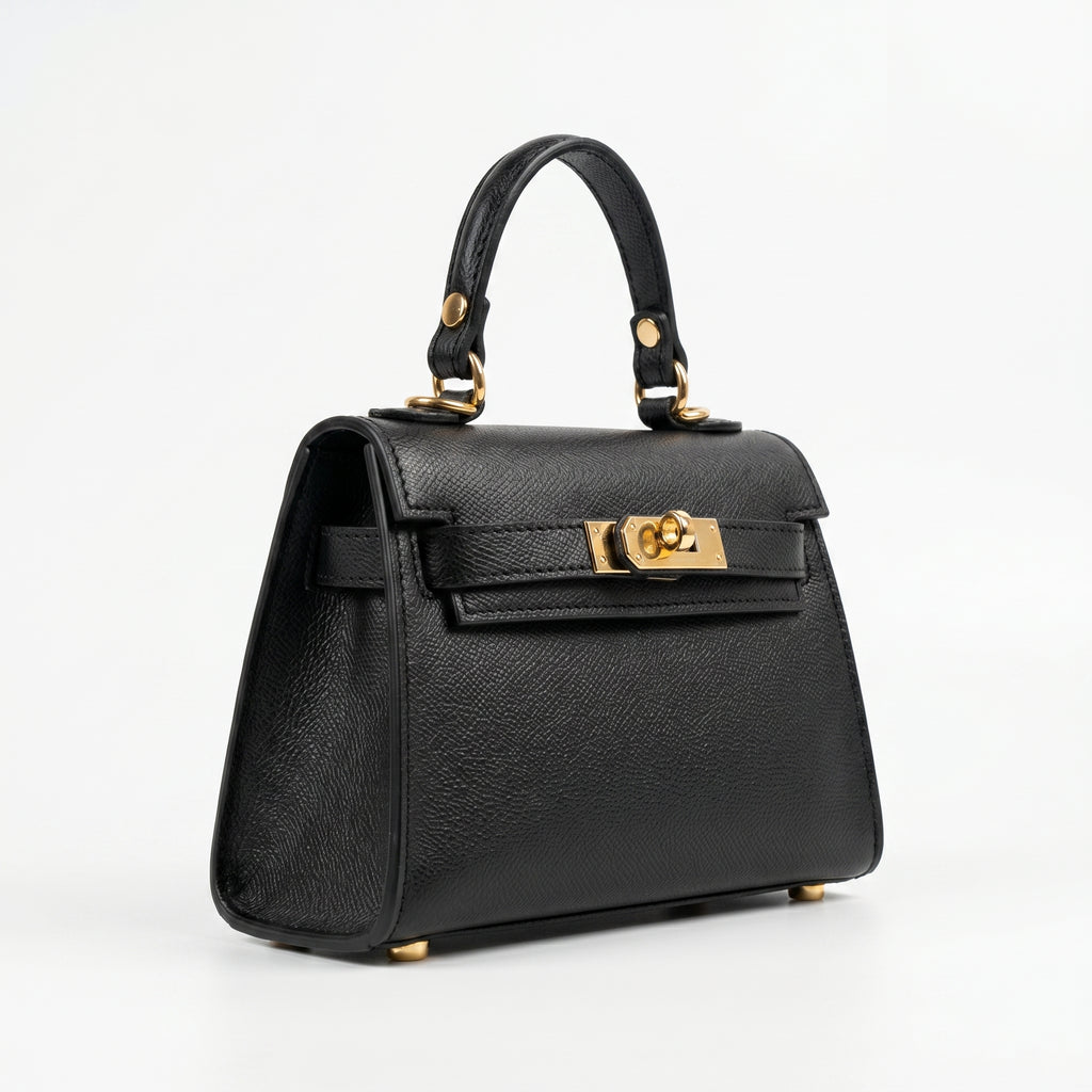 Mini Beky borsa vera pelle bianca – dettaglio chiusura rotante