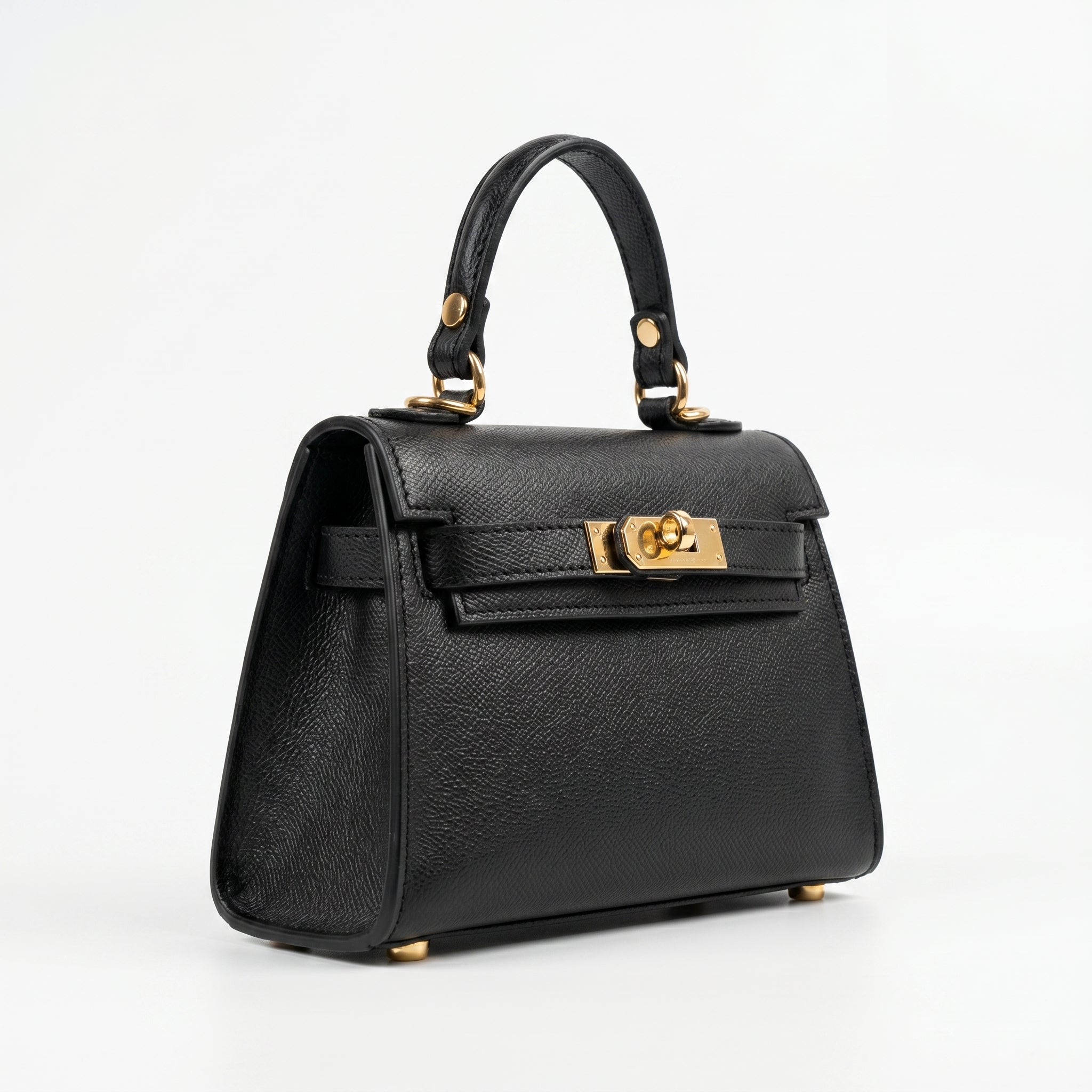 Mini Beky borsa vera pelle bianca – dettaglio chiusura rotante