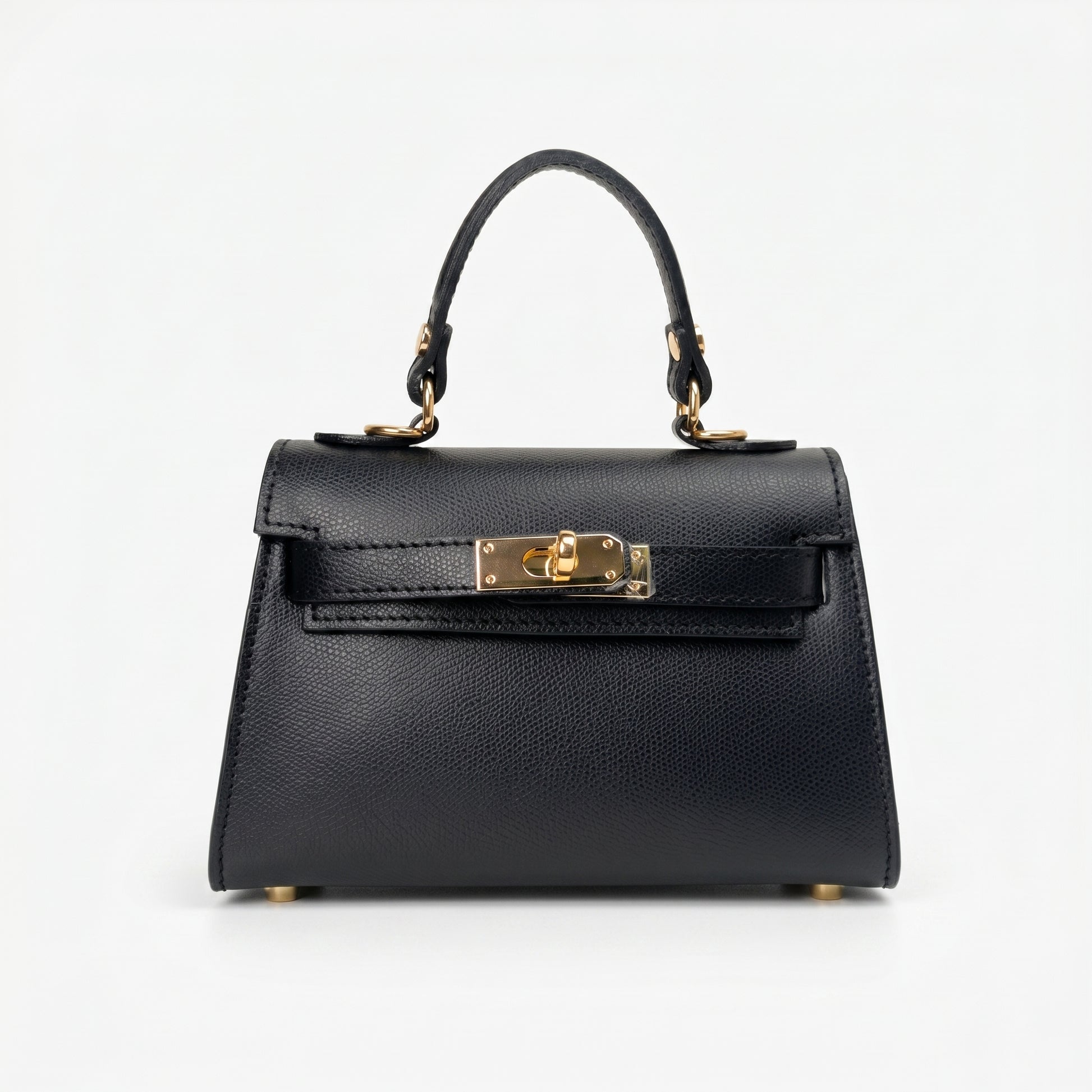Mini Beky borsa vera pelle nera con tracolla regolabile – vista laterale