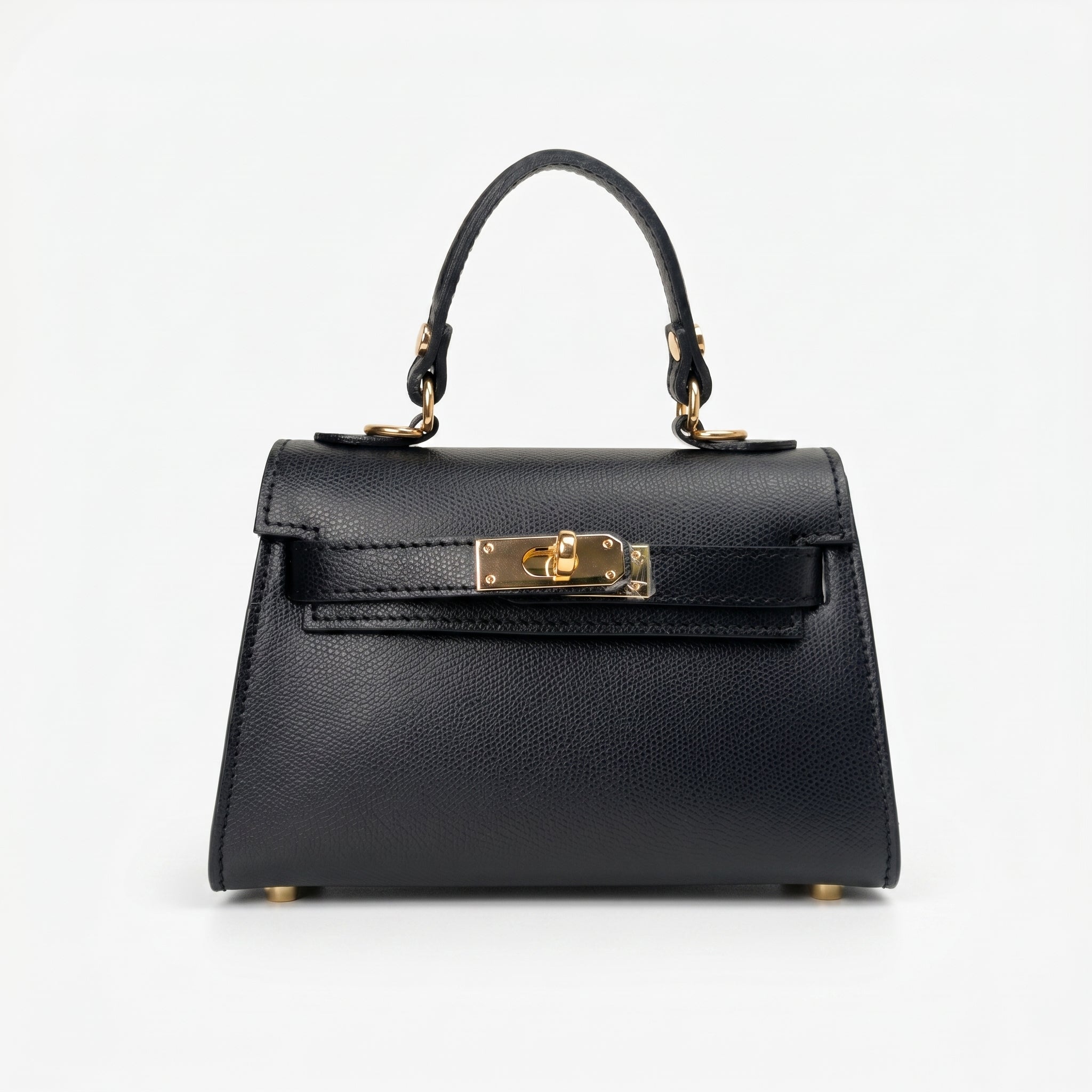 Mini Beky borsa vera pelle nera con tracolla regolabile – vista laterale
