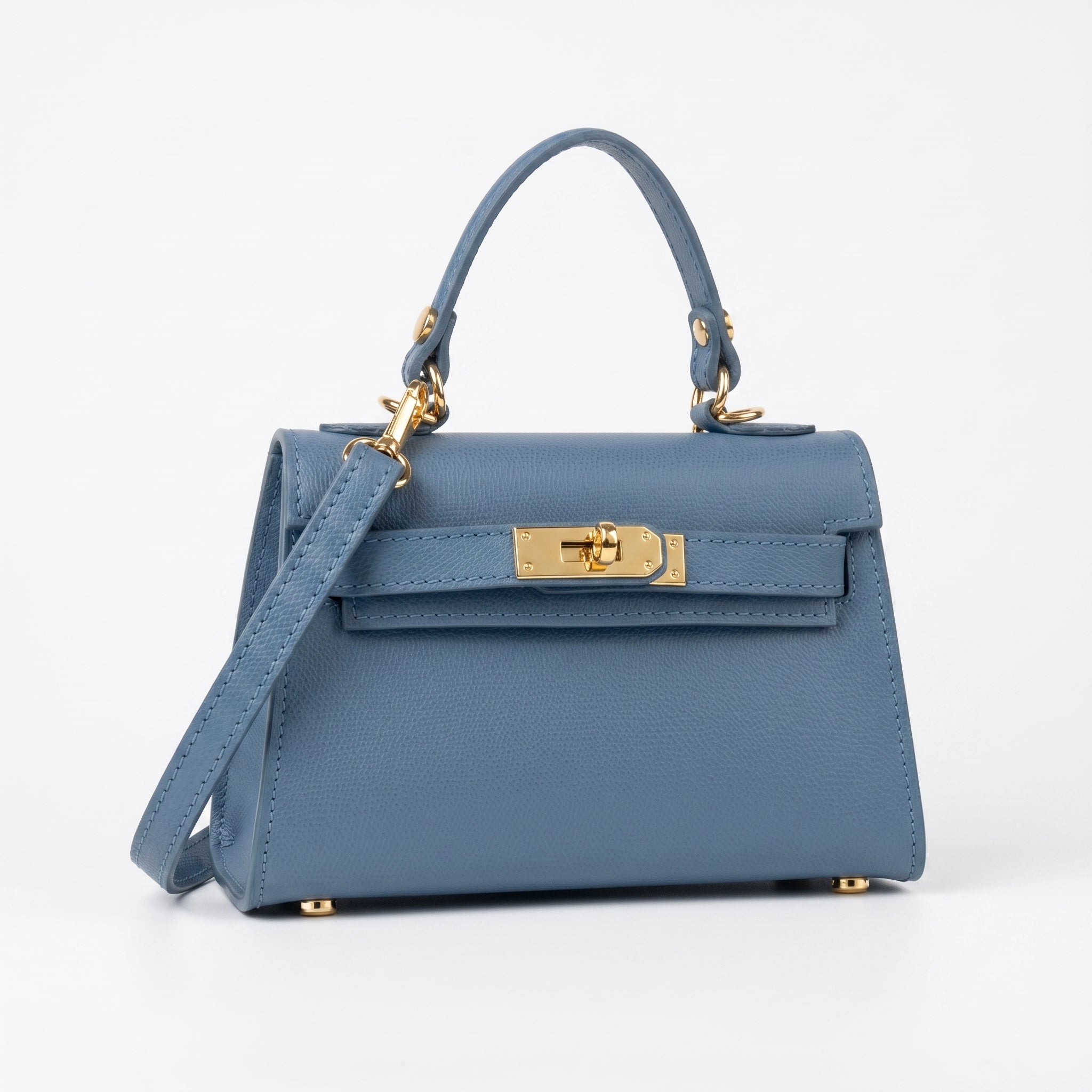Mini Beky borsa vera pelle gialla con tracolla regolabile – dettaglio esterno