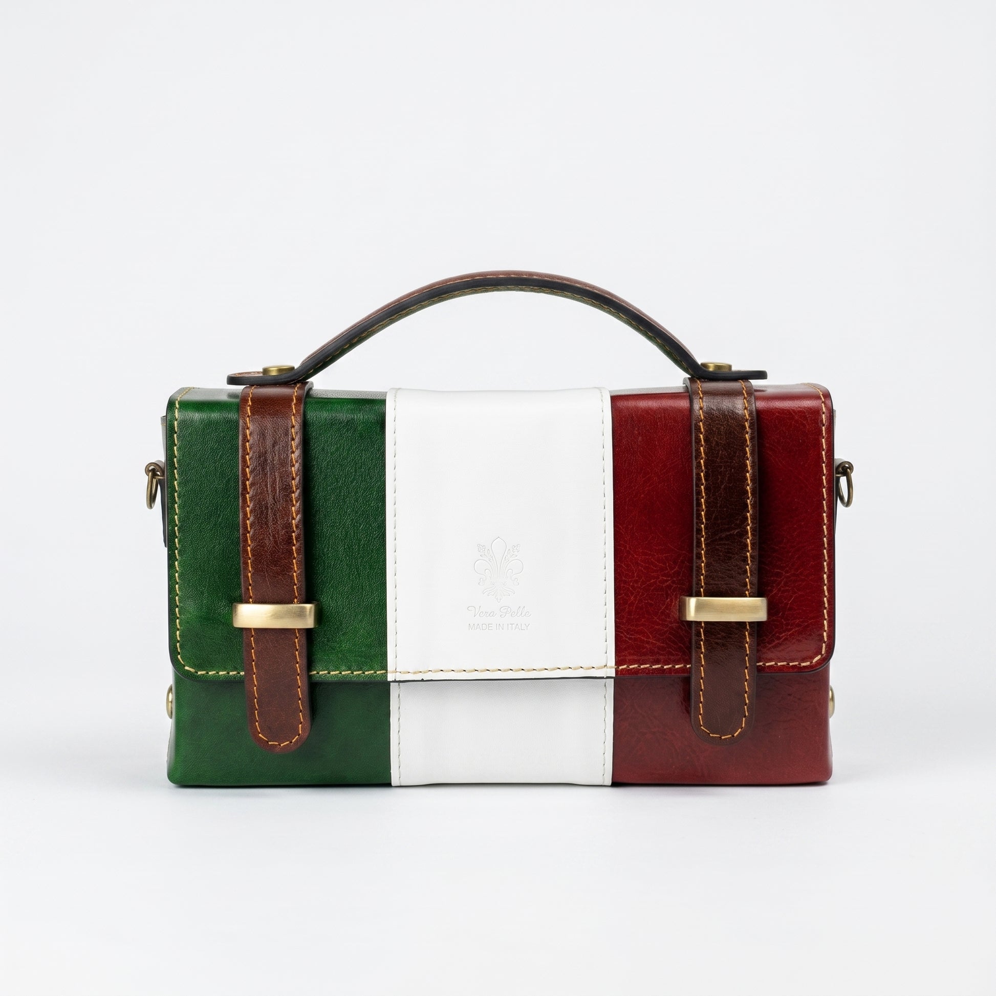 Brick mini borsa vera pelle made in Italy con chiusura magnetica donna – vista frontale