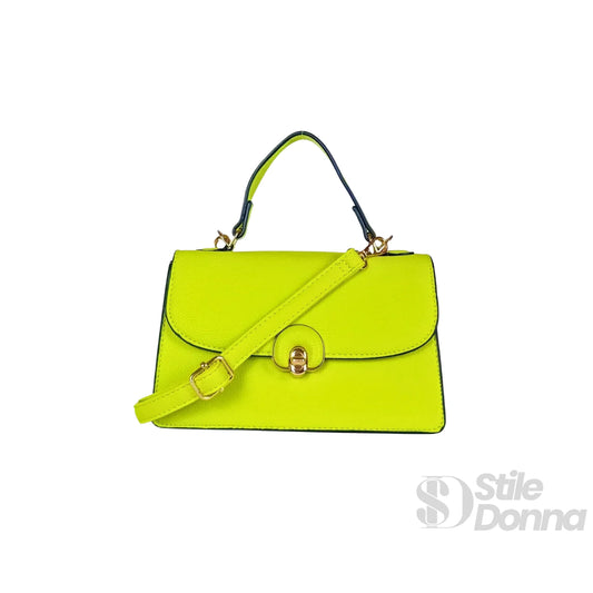 Stile Donna mini borsa similpelle verde neon – vista posteriore