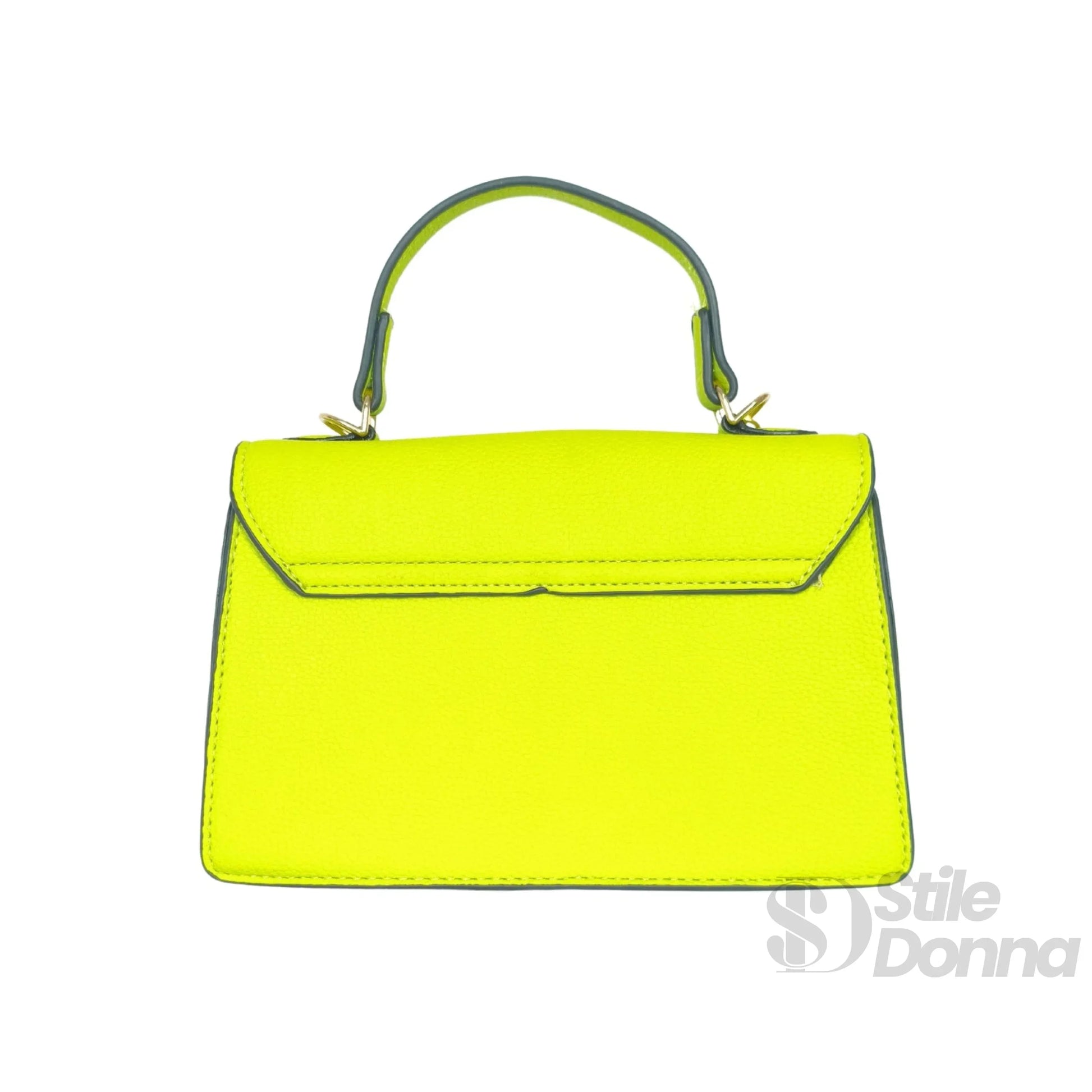 Stile Donna mini borsa similpelle verde chiusura oro – dettaglio chiusura