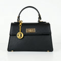 Veron mini borsa vera pelle nera con tracolla rimovibile donna – vista frontale