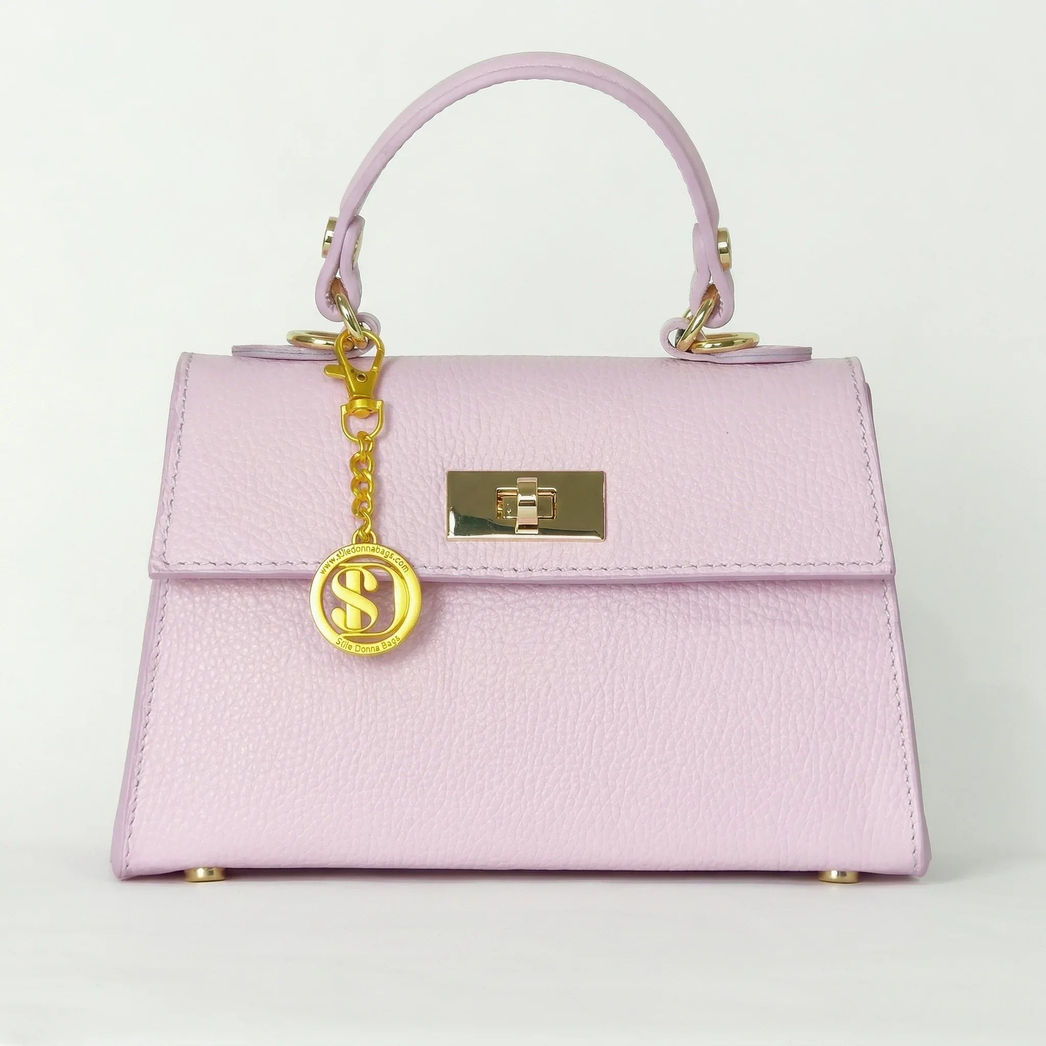Veron mini borsa vera pelle rosa con tracolla rimovibile – vista laterale