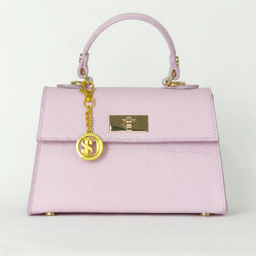 Veron mini borsa vera pelle rosa con tracolla rimovibile – vista laterale