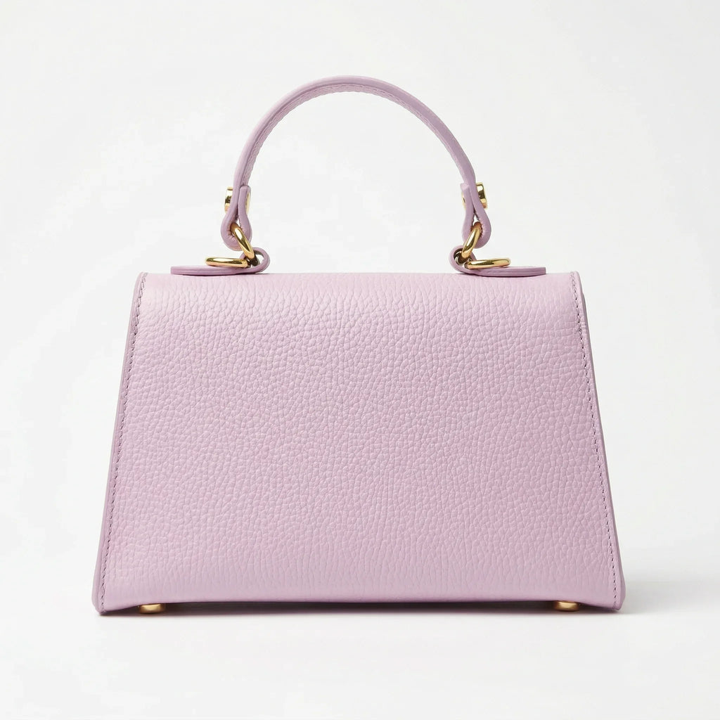 Veron mini borsa vera pelle rosa con tracolla rimovibile – dettaglio chiusura