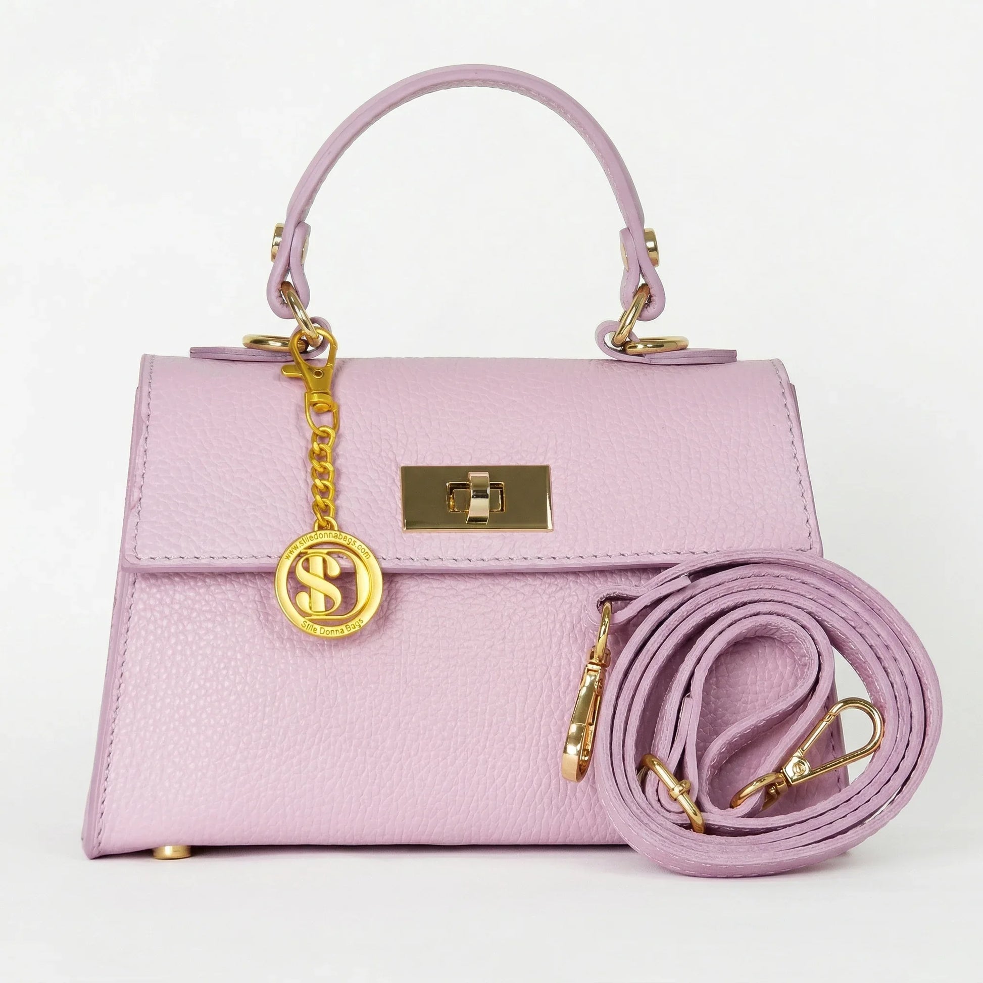 Veron mini borsa vera pelle rosa con tracolla rimovibile – vista posteriore