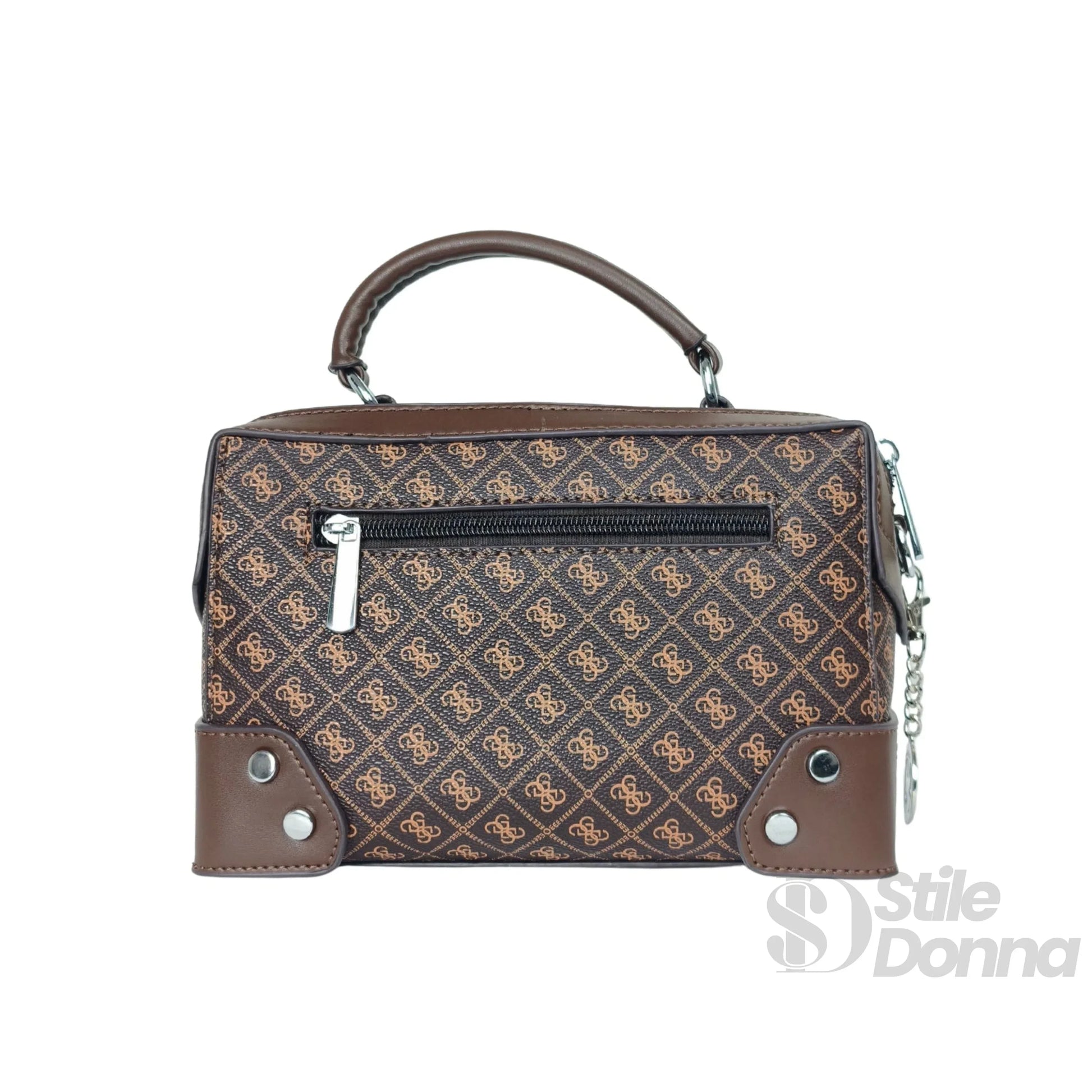 Stile Donna mini doctor bag ecopelle marrone con monogramma – vista posteriore