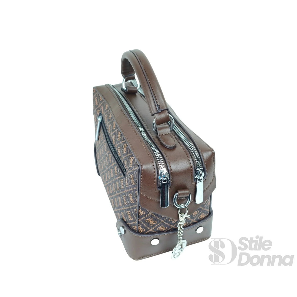 Stile Donna mini doctor bag ecopelle marrone – dettaglio chiusura