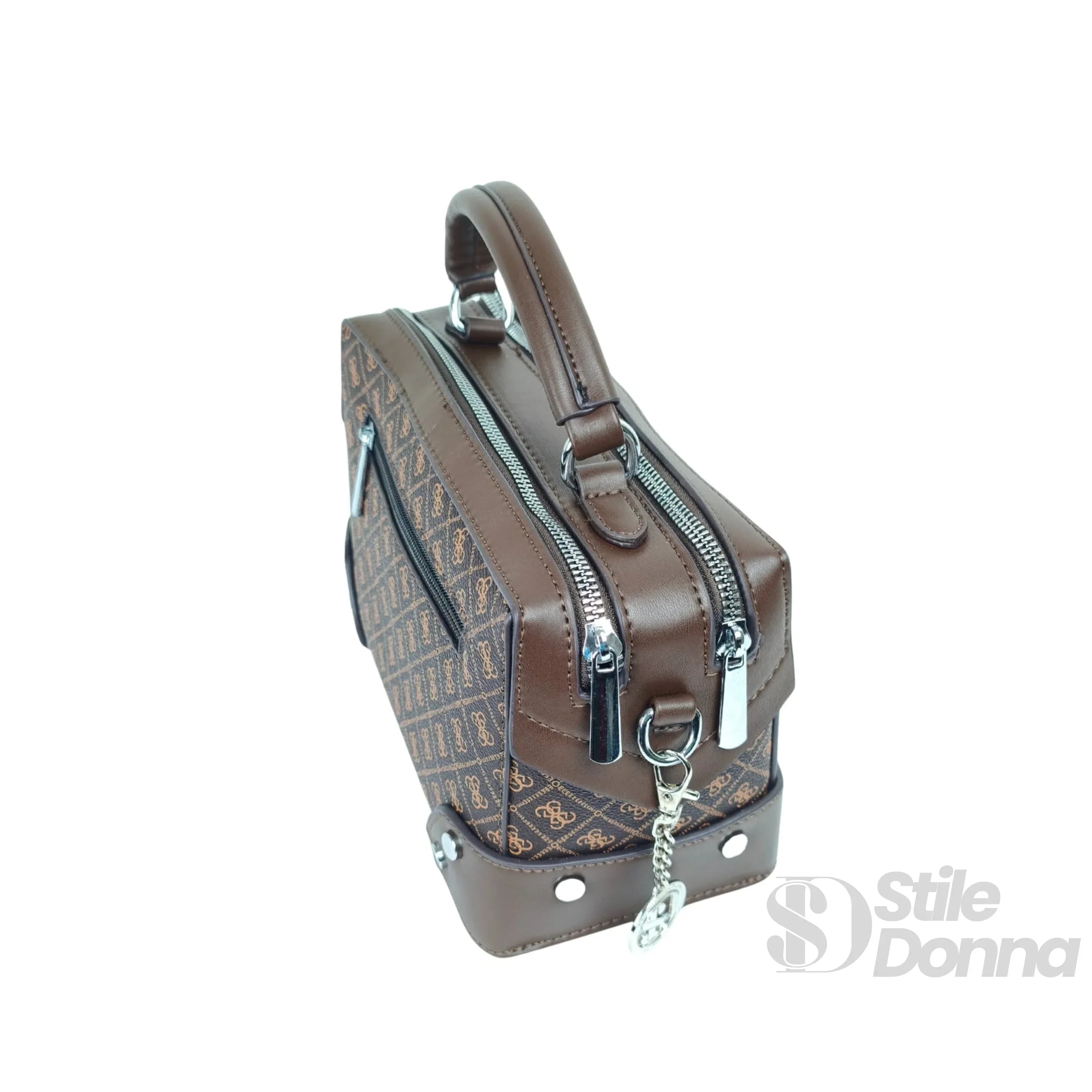 Stile Donna mini doctor bag ecopelle marrone – dettaglio chiusura