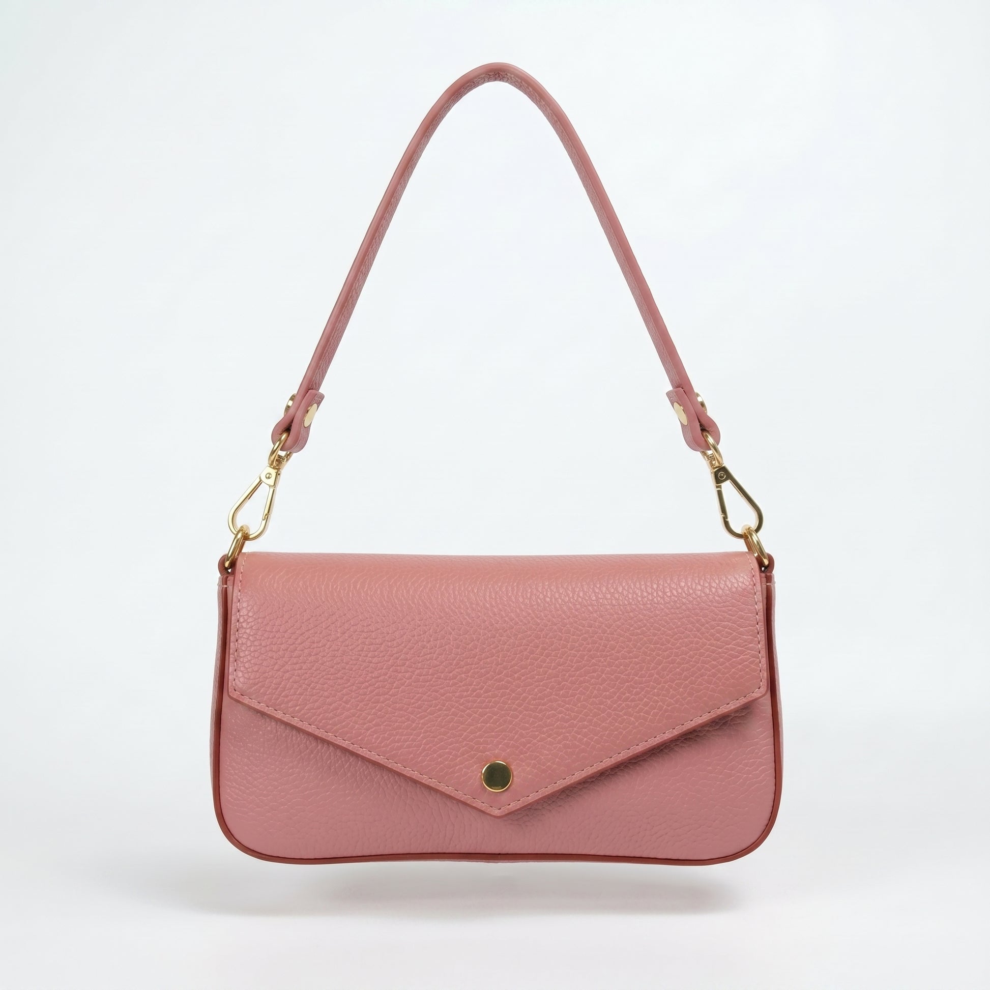 Monica borsa a secchiello vera pelle rosa con tracolla magnetica – dettaglio esterno