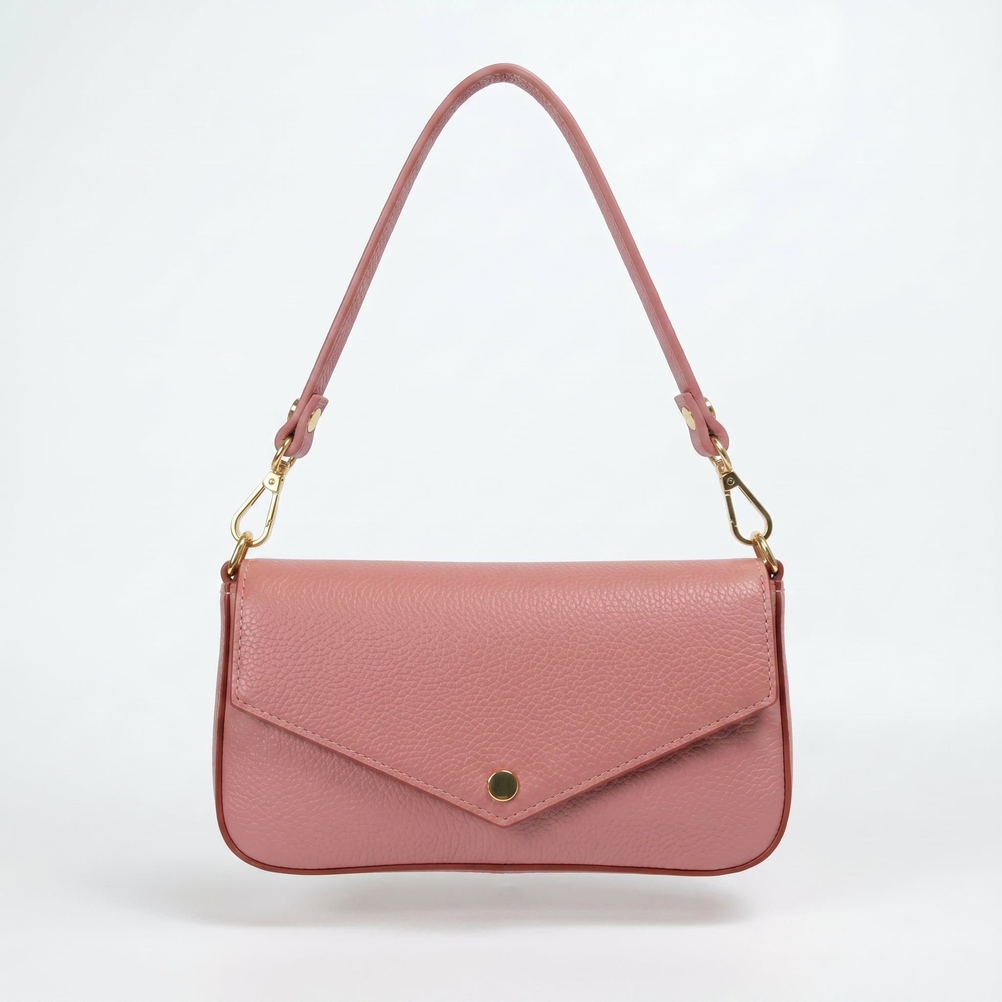 Monica borsa a secchiello vera pelle rosa con tracolla magnetica – dettaglio esterno