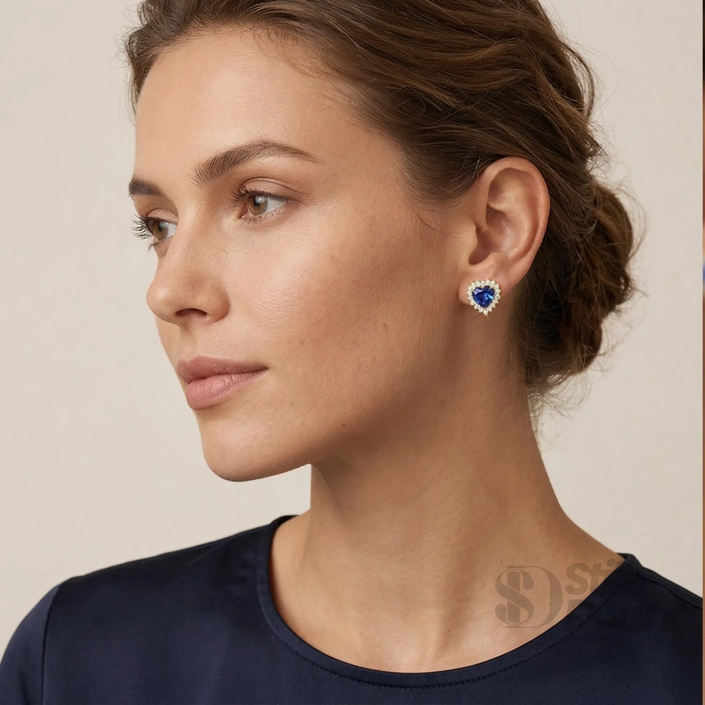 Stile Donna orecchini azure heart halo cuore azzurro cristalli – dettaglio