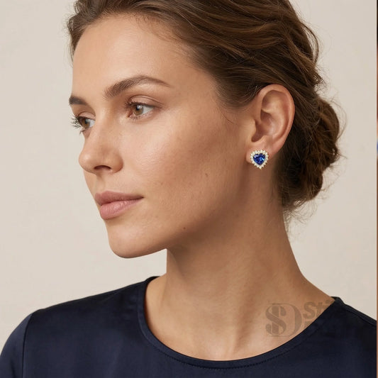 Stile Donna orecchini azure heart halo cuore azzurro cristalli – dettaglio