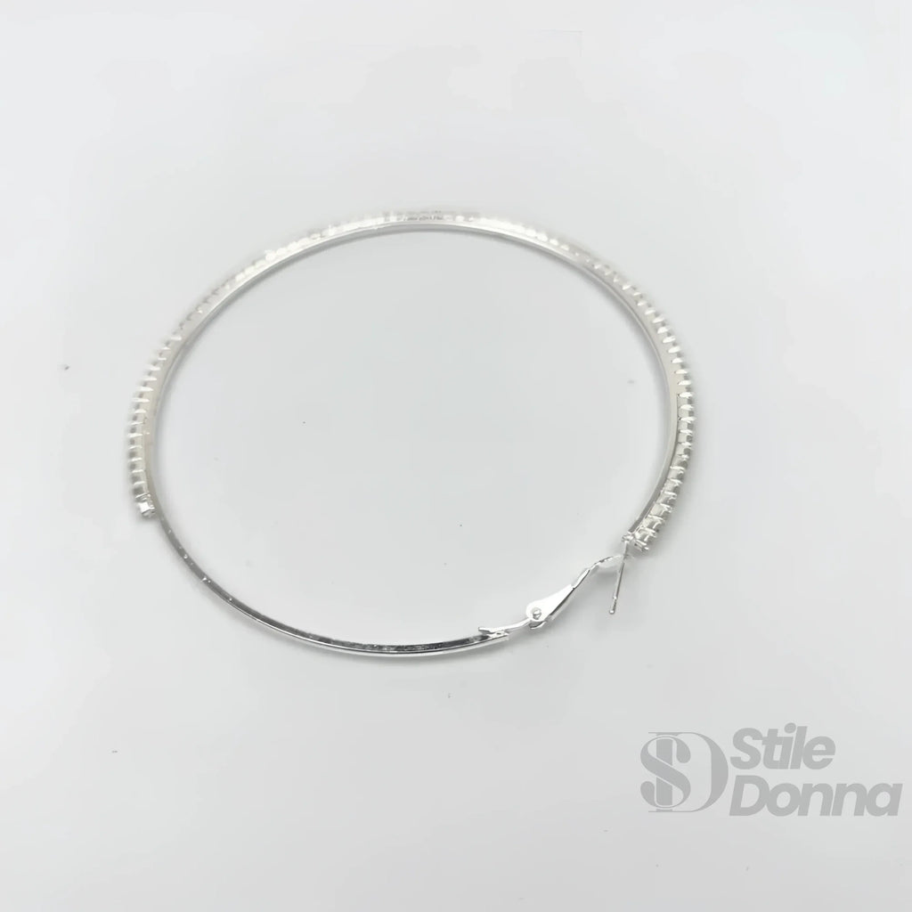 Stile Donna orecchini a cerchio testurizzati lusso argento – vista supplementare
