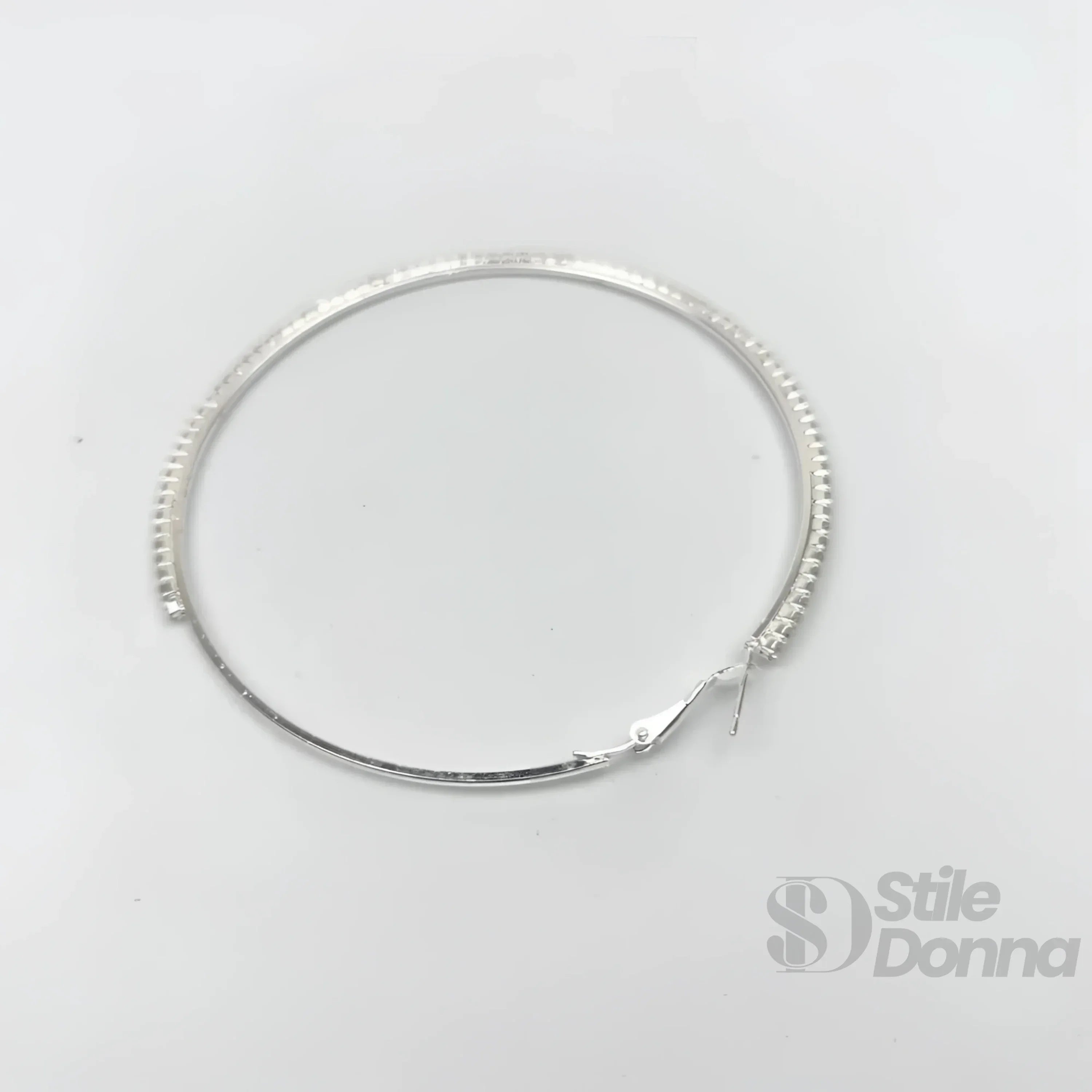 Stile Donna orecchini a cerchio testurizzati lusso argento – vista supplementare