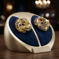 Orecchini a Perno Nodo in Acciaio Dorato con Strass Multicolore - Stile Donna Bags