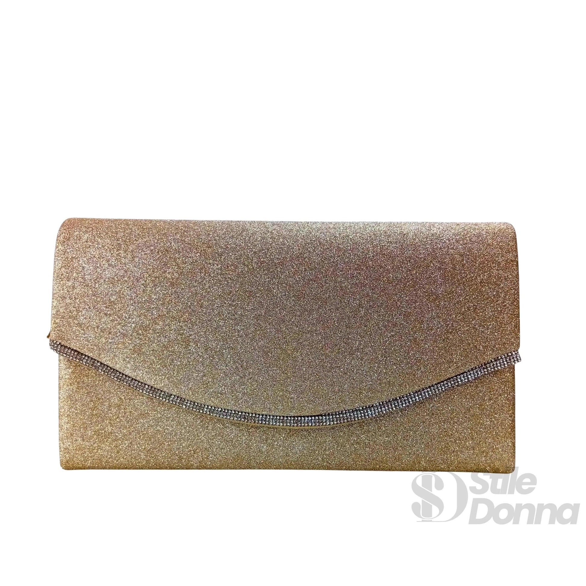 Stile Donna pochette busta strass oro scintillante – dettaglio esterno