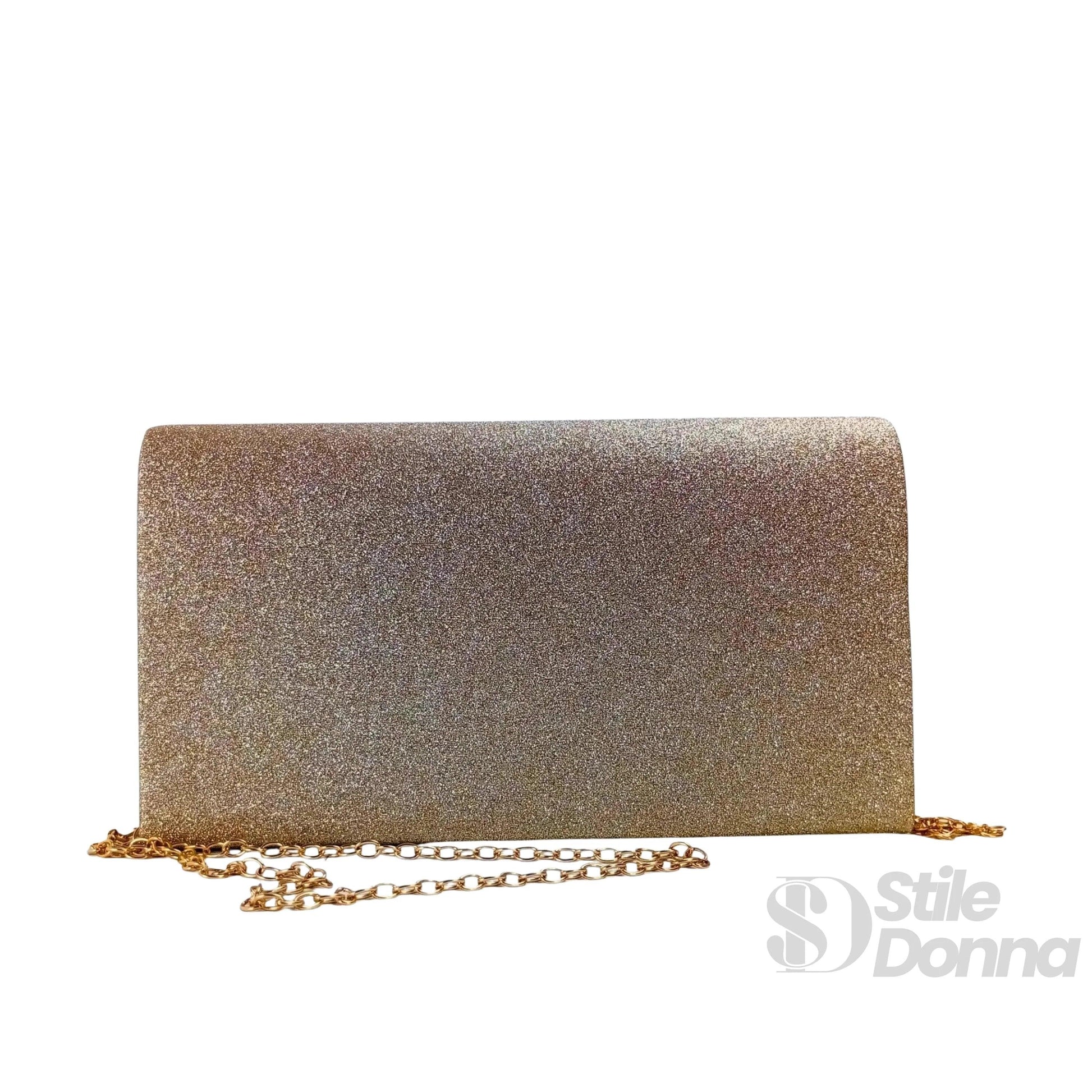 Stile Donna pochette busta strass oro – interno e tasche