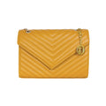 Stile Donna pochette ecopelle giallo senape con tracolla a catena donna – vista frontale