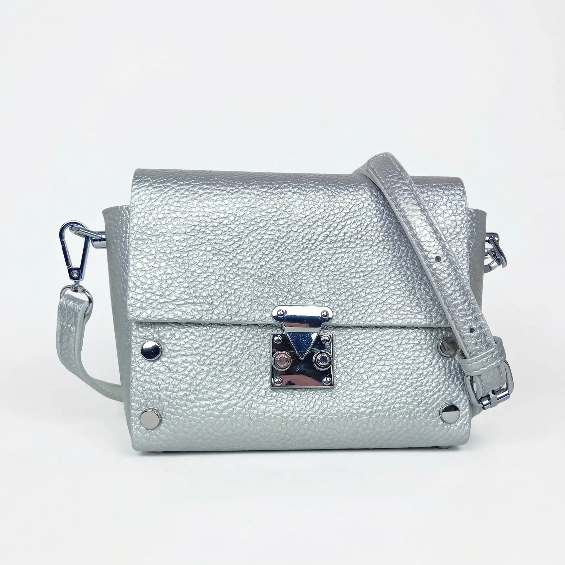 Stile Donna pochette a tracolla ecopelle beige con finiture argento – vista posteriore