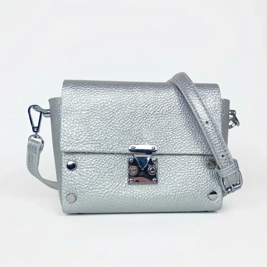 Stile Donna pochette a tracolla ecopelle beige con finiture argento – vista posteriore