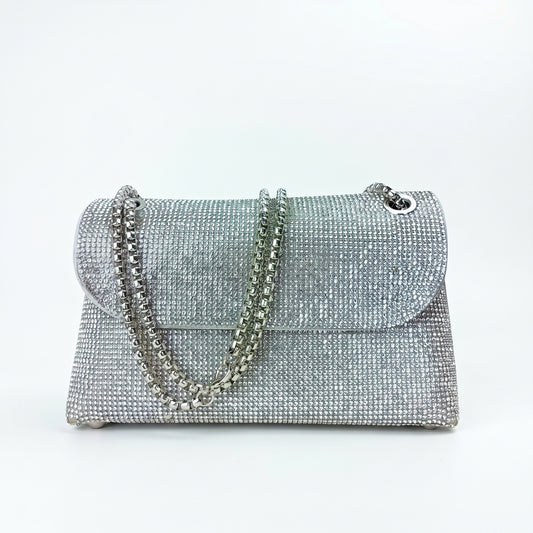 Stile Donna pochette strass cristallo interno microfibra – vista laterale