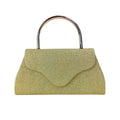 Stile Donna pochette da sera glitter dorata con cristalli e finiture metallo donna – vista frontale