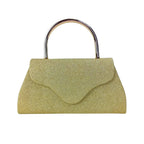 Pochette da Sera Glitter Dorata con Cristalli e Finiture Metallo - Stile Donna Bags