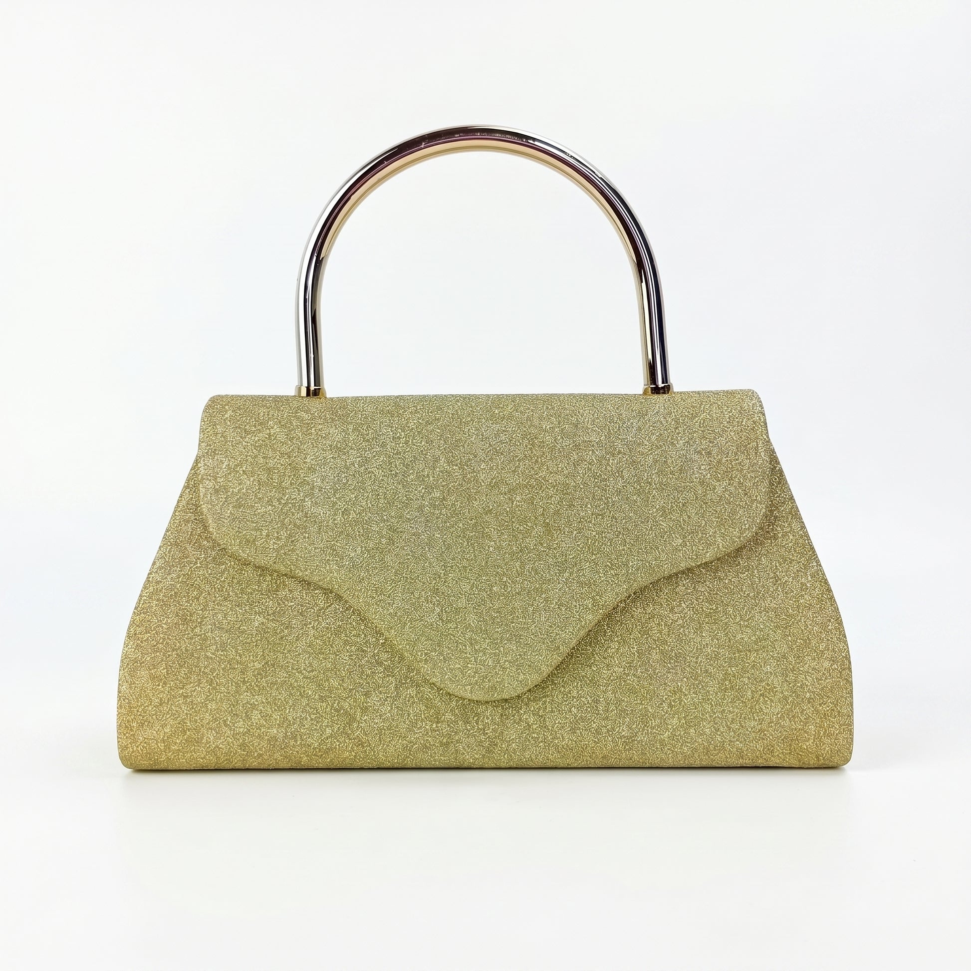 Stile Donna pochette da sera glitter dorata – dettaglio chiusura